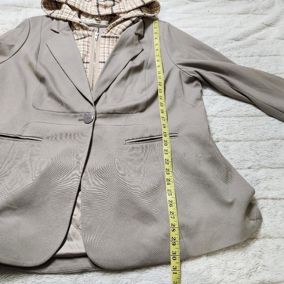 NEW Size 22W Blazer Jacket neutral houndstooth hood pockets PEACE LOVE W… - Picture 9 of 13